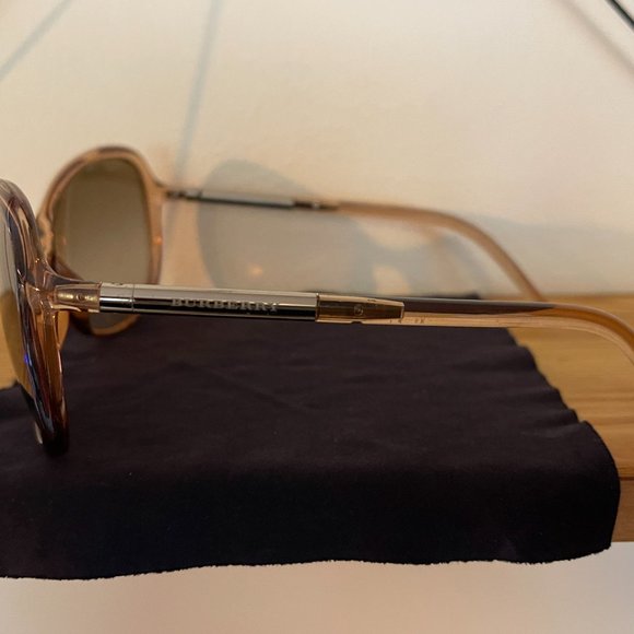 Burberry Tan Acetate Women's Butterfly Sunglasses - Picture 3 of 8